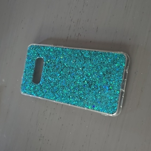 Samsung Galaxy Accessories - Samsung S10 Teal rubber Bling glitter case